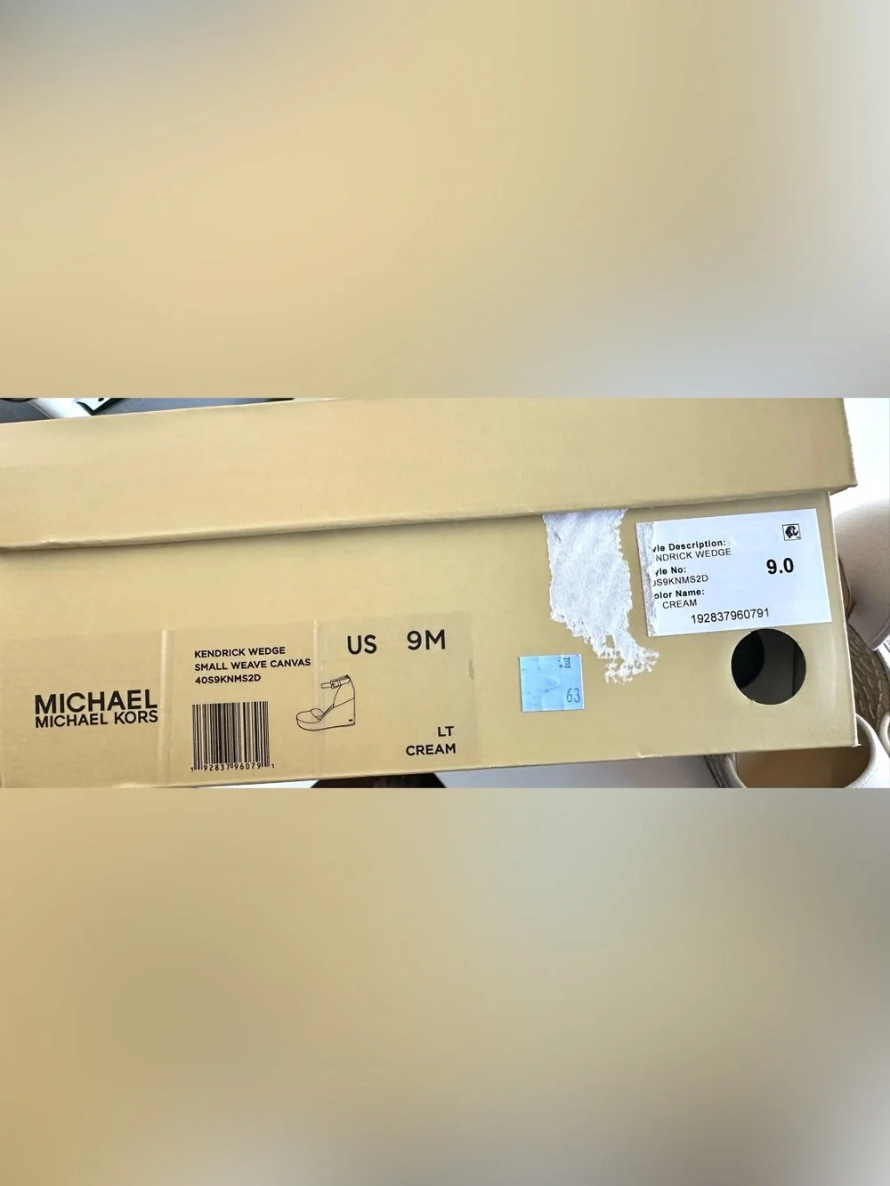 NWT Michael Kors Kendrick Canvas Espadrille Wedge Sandals 9M Light Cream w/ Box - Picture 7 of 9